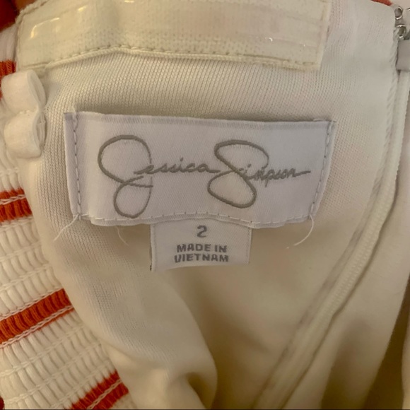 JESSICA SIMPSON Strapless Bandeu Top Maxi Dress. Cream/white stripes. Size 2 - Picture 6 of 11